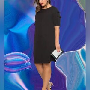 Eloquii Slit Sleeve Dress with Bow Detail